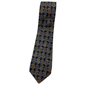 SALVATORE FERRAGAMO Men's 100% Silk Necktie LUXURY Tie Blue Art W:3.5" EUC